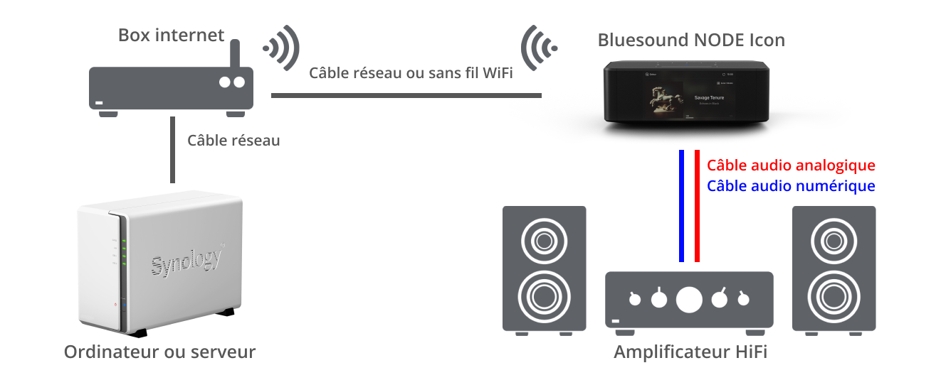 Exemple 1 : installation du lecteur NODE Icon avec un amplificateur HiFi​