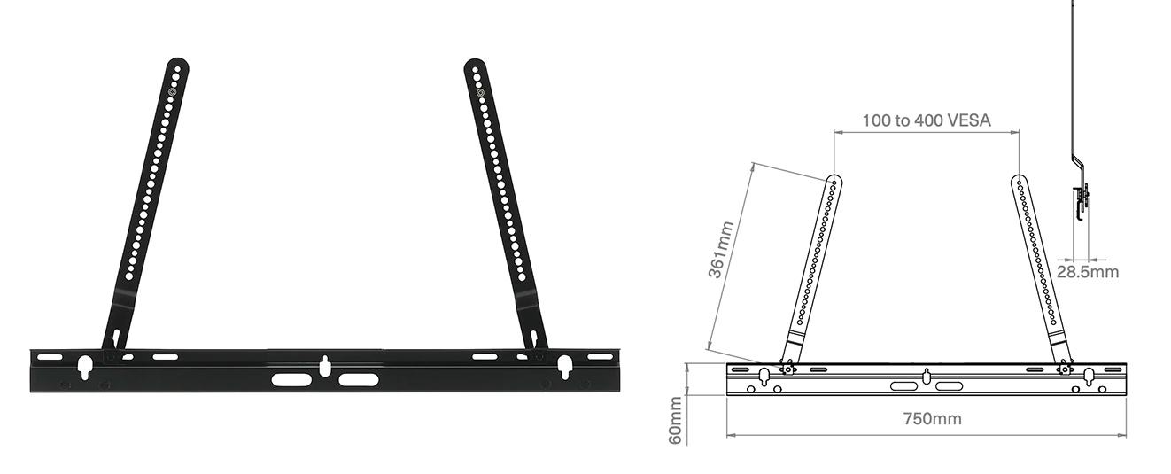 Mountson MS28 Noir - Support avec fixation sur TV pour Sonos Arc